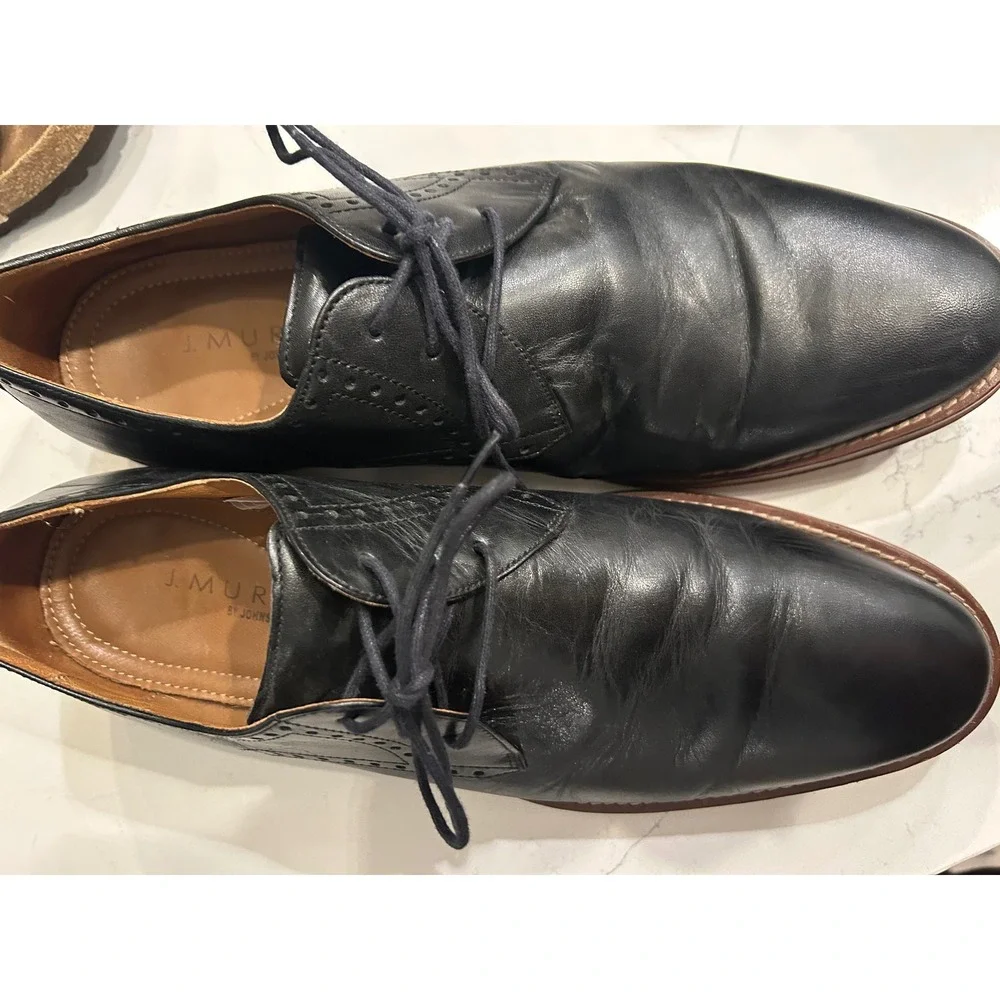 J‎ Murphy by Johnston & Murphy Black Leather Cap Toe Oxford 10.5M